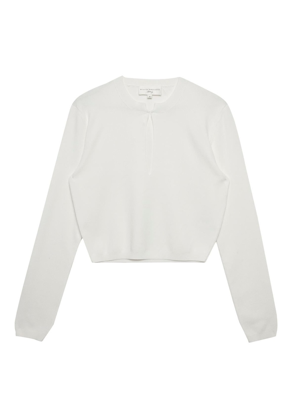 BEAUTY OMELETTE Off-White Teardrop-neckline Crop Top - Picture 6 of 9